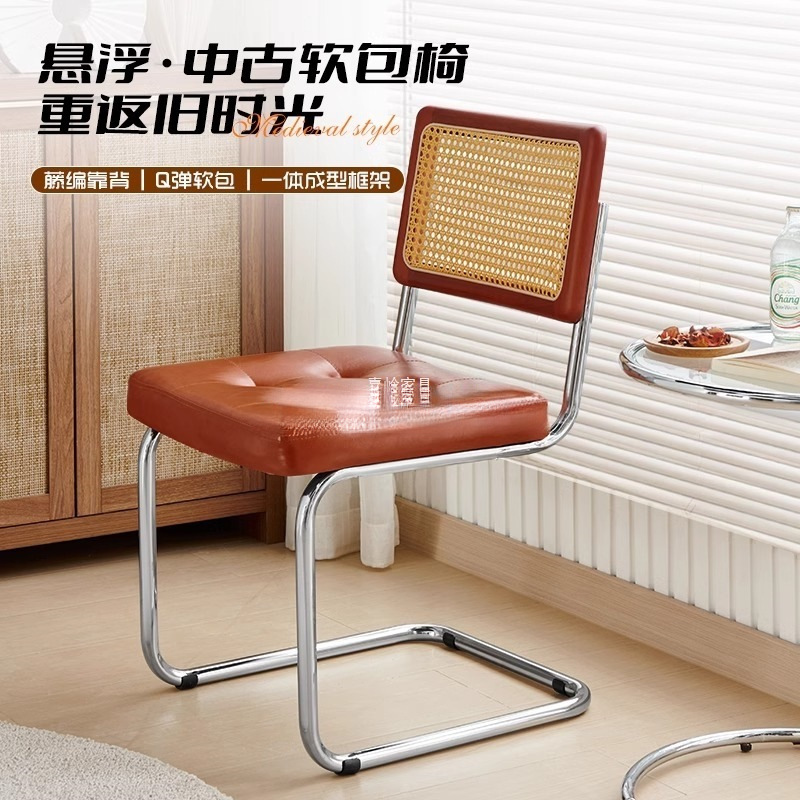 Jialing Vasily Backrest Dining Chair Solid Wood Retro Armrest Medieval Leisure Style Stool Log Rattan Dining Chair Chair