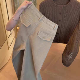 老钱风松弛感灯芯绒加绒直筒裤女2025冬季新款百搭时尚减龄休闲裤