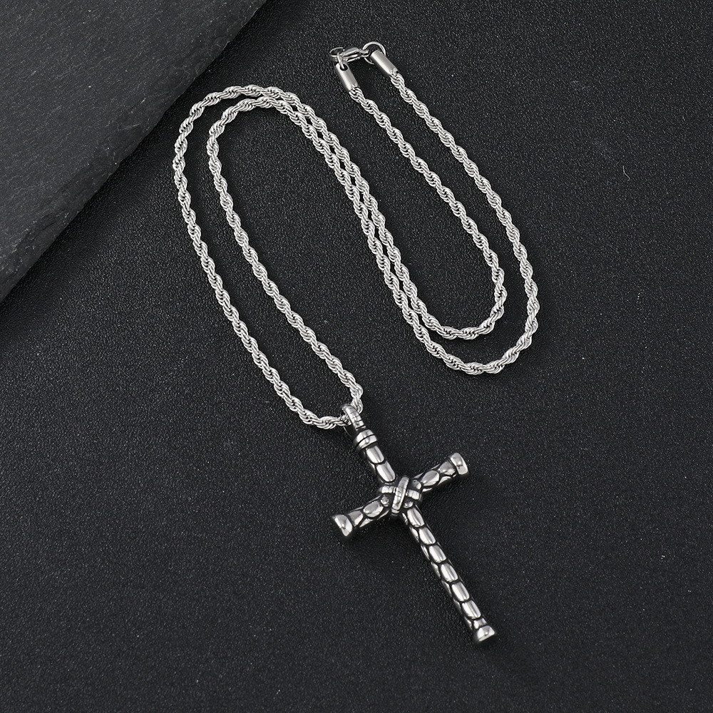 Cruz-frontera Venta caliente de acero inoxidable joyería personalizada fundición Cruz collar hip hop estilo titanio acero COLLAR COLGANTE