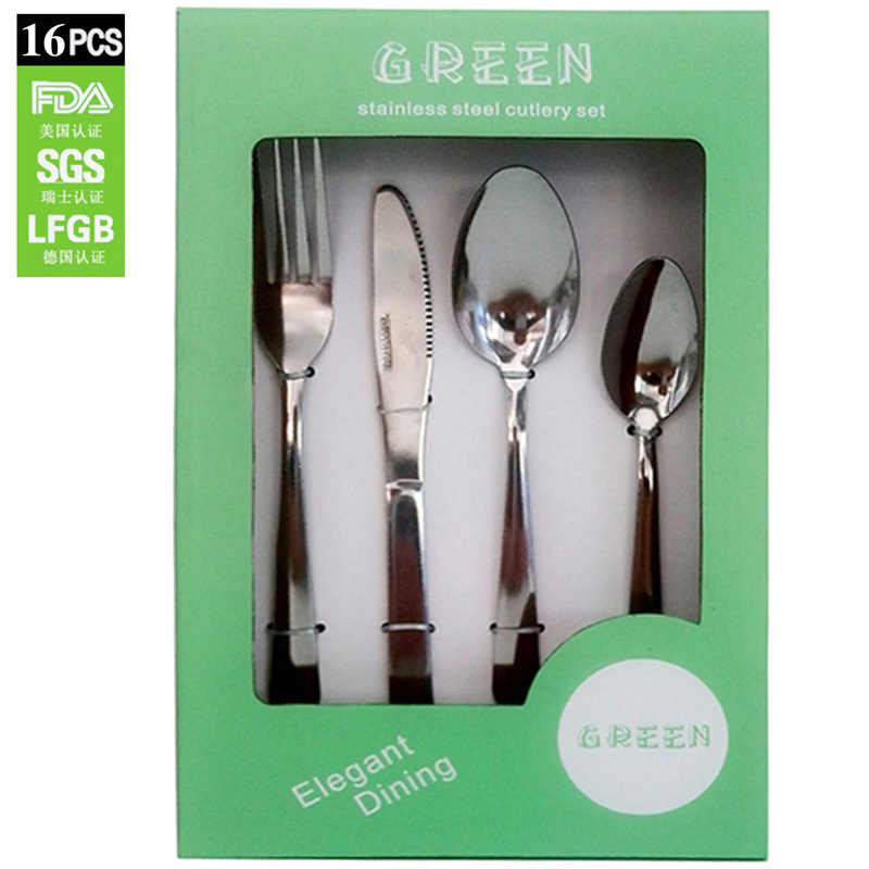 Cross-Border 16-Piece Set of Water-Polished Stainless Steel Knives, Forks, and Spoons, Vibratory Polished 410 Stainless Steel Cutlery Set, 913 Custom-Made