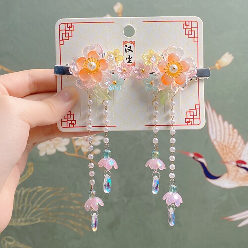 Hanchen New Children's Ancient Style Headwear Pair-clip Factory Girls Tassel Step Shake Hairpin Girls Hanfu Hair Accessories Wholesale