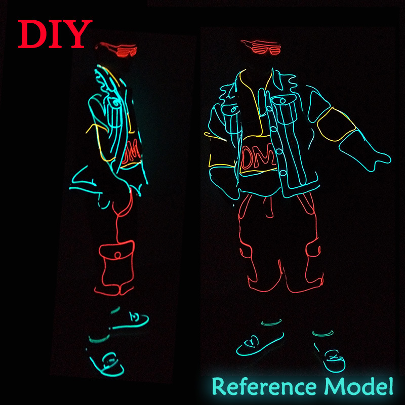 El fluorescente danza luminosa ropa antigua etapa rendimiento ropa luminosa apoyos LED láser danza luminosa