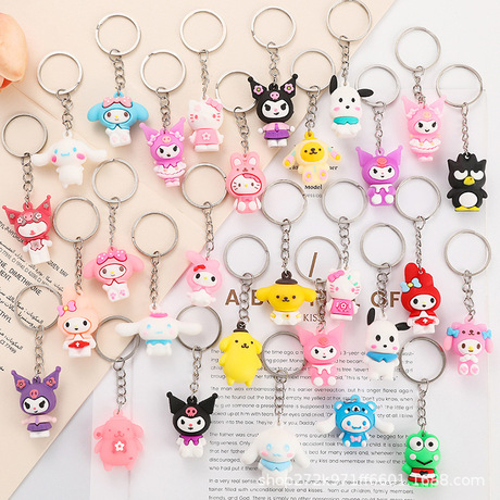 Sanrio Keychains Cartoon small size Sanrio keychain doll Christmas hole music bl