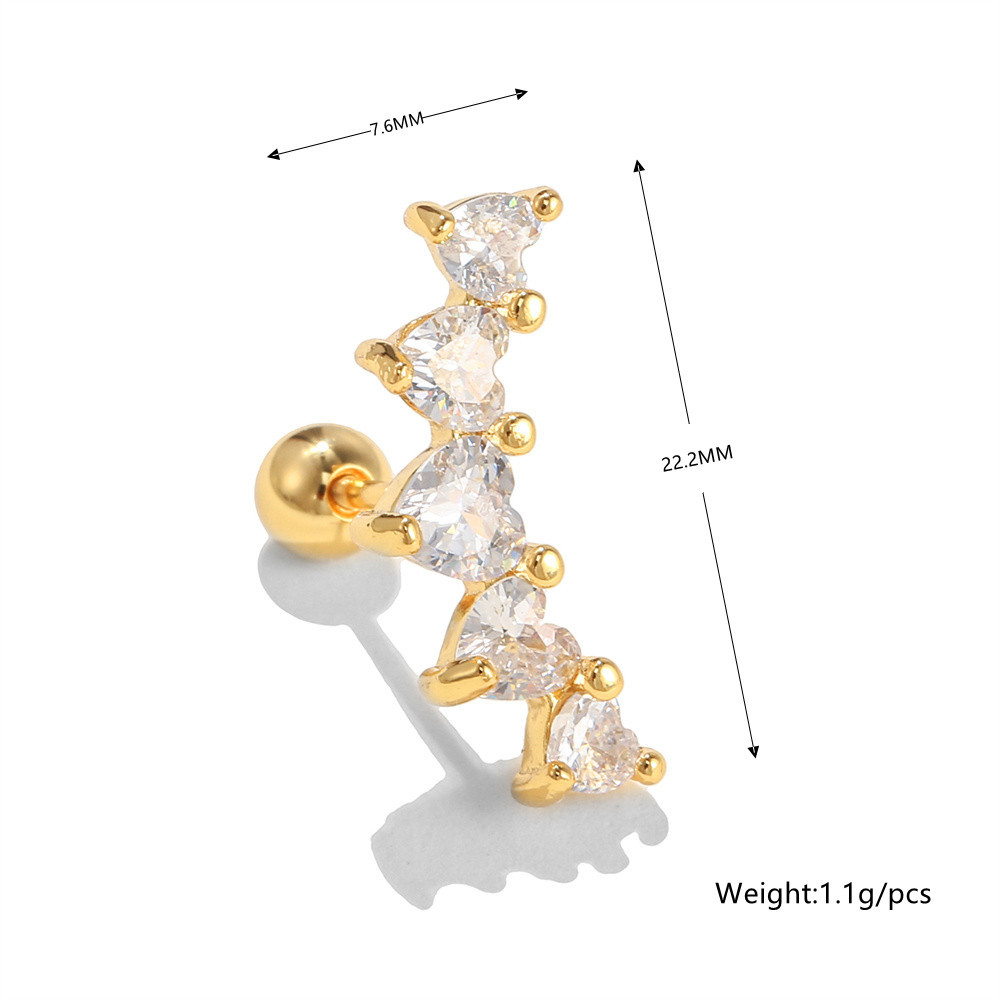 Star Love Ear Bone Stud Micro Inlaid Zircon Stainless Steel Puncture Twist Ball Ear Stud