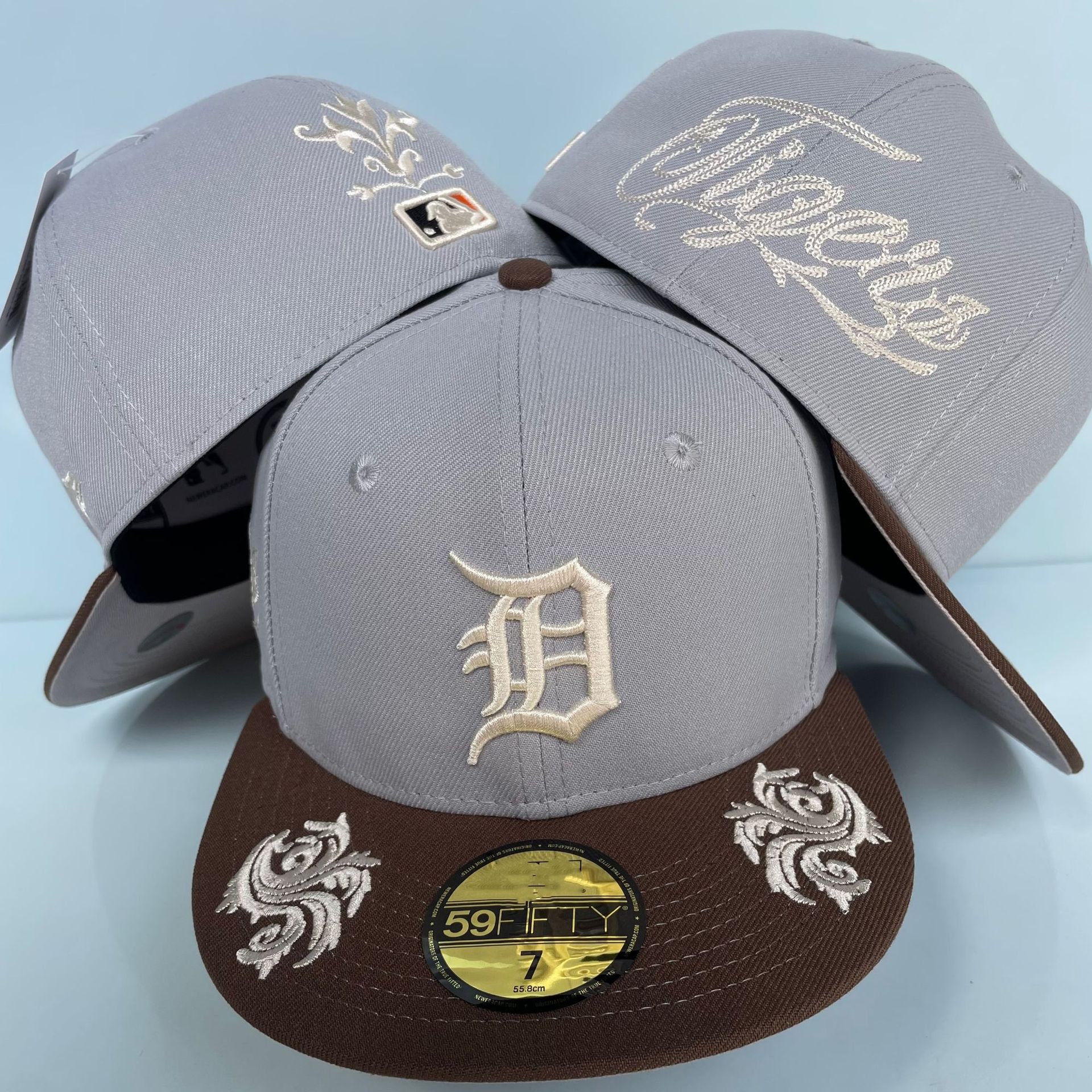 New Era Detroit Tigers MLB Script 59FIFTY Cap Grey Brown