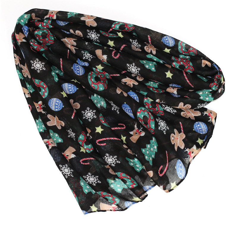 All Seasons Season Christmas Deer Print Cotton Linen Scarf Autumn Winter Warm Cuffed Large Pashmina Fashionable Neck Warmer For Men And Women