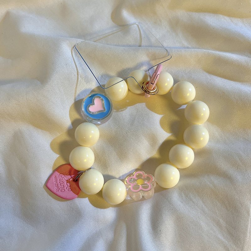 35g Weight Mobile Phone Chain Classification 1 Piece Quantity Daily Occasion Beaded Material Heart Shape, Flower, Strawberry Pattern Epoxy Design Simple Style Style 1 Piece Simple Style Heart Shape Flower Strawberry Beaded Epoxy Mobile Phone Chain 2