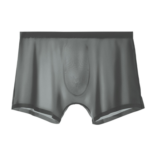 Men's underwear men's ice silk 3D stamped bottom crotch boxer briefs seamless ultra-thin boxer briefs summer breathable shorts