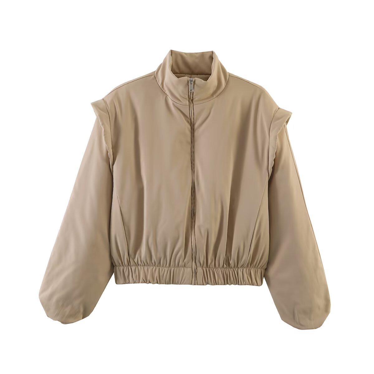 ZA comercio exterior al por mayor estilo europeo y americano moda francesa de mujer temperamento casual 5 colores hombro perfilado abrigo de algodón image 10