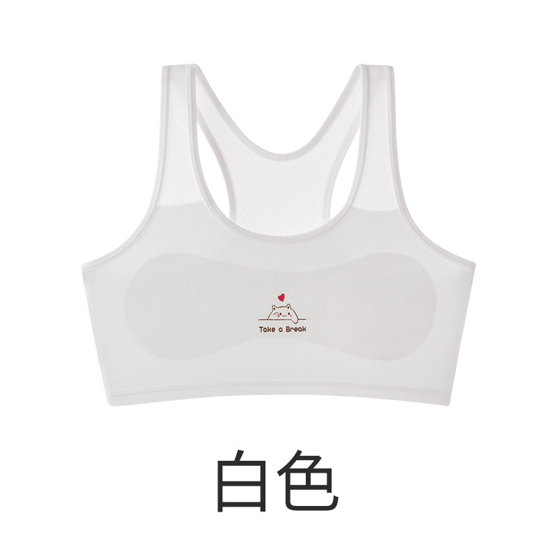 Ropa interior de malla transpirable para niñas, estilo nuevo, para estudiantes de secundaria en su período de desarrollo, chaleco deportivo a prueba de golpes, sujetador de ropa interior para niñas