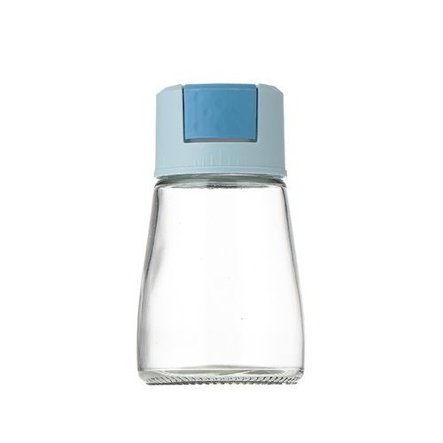 Quantitative controlled salt bottle glass seasoning jar household kitchen seasoning bottle push-type MSG salt sealed metering seasoning box