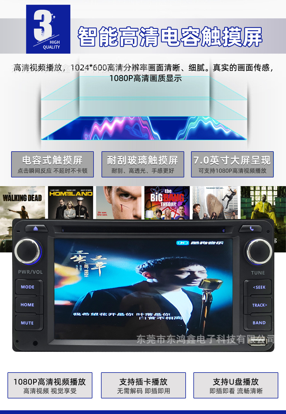 Suitable for Toyota Corolla, Camry, Hiace, Great Wall M1/M2 car DVD Bluetooth USB screen projection player