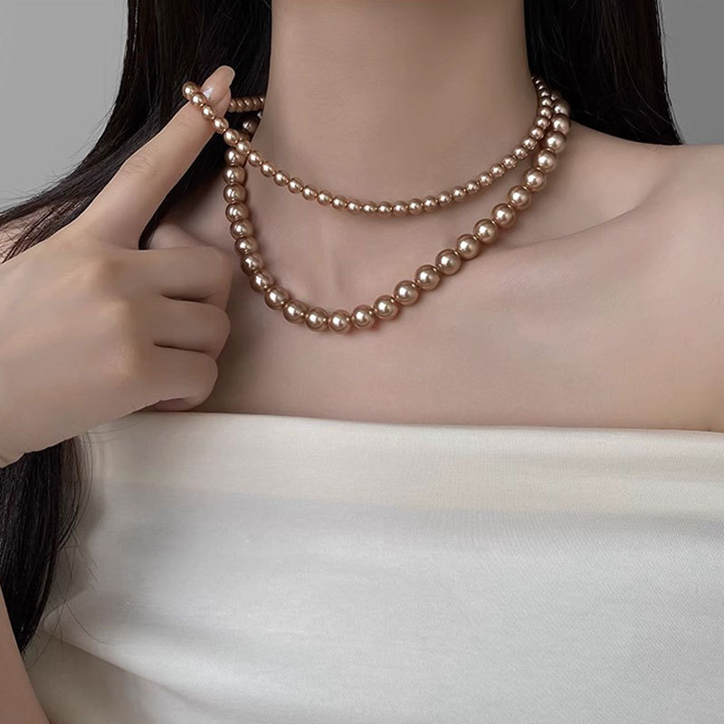 高品质玻璃珍珠项链轻奢小众女款新款法式高级设计感颈链气质锁骨