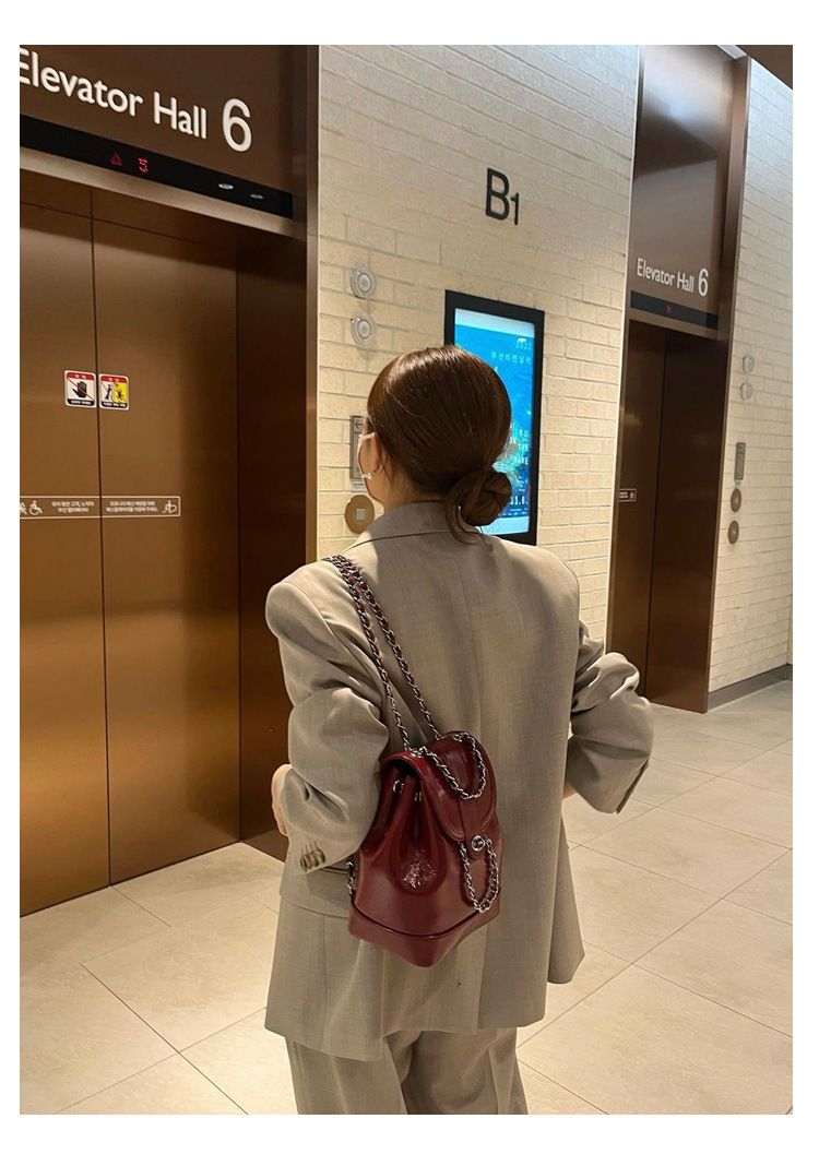 Neue Xiaoxiangfeng Rucksack Damen Koreanische Ausgabe Instagram Öl Wachs Leder Kleine Tasche Einzelne Schulter Damen Tasche Lingge Kette Zurück Tasche_voghion.com