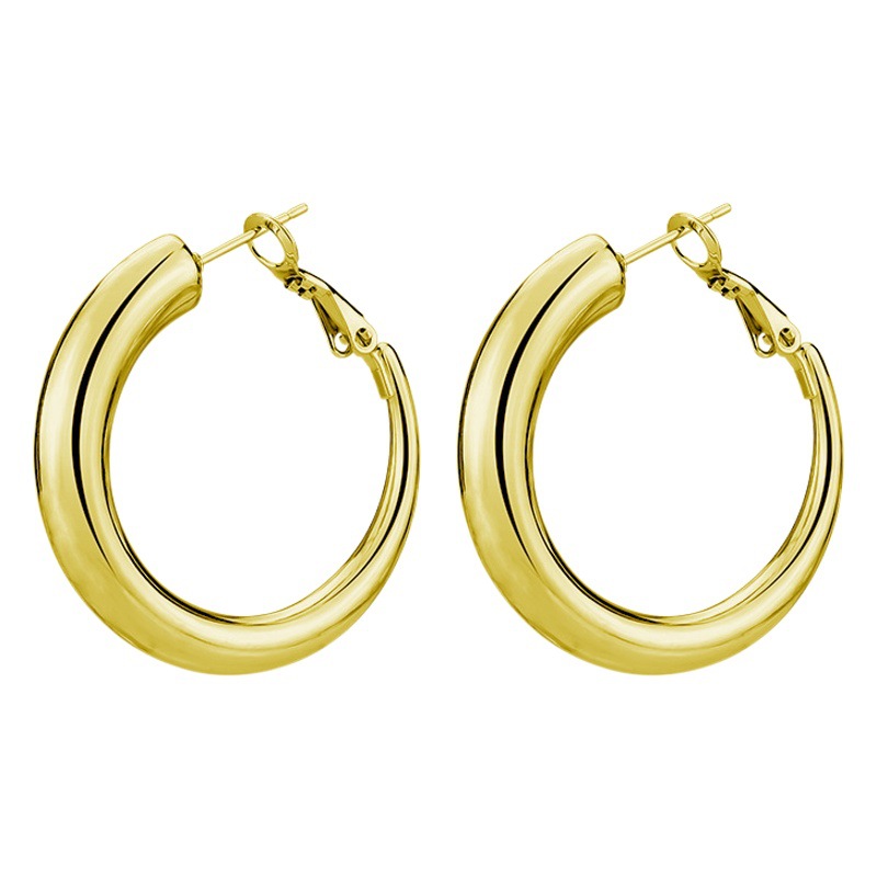 Venta caliente transfronteriza de acero de titanio personalidad simple alambre grueso diámetro titanio acero hueco pendientes exagerados grandes pendientes fábrica al por mayor