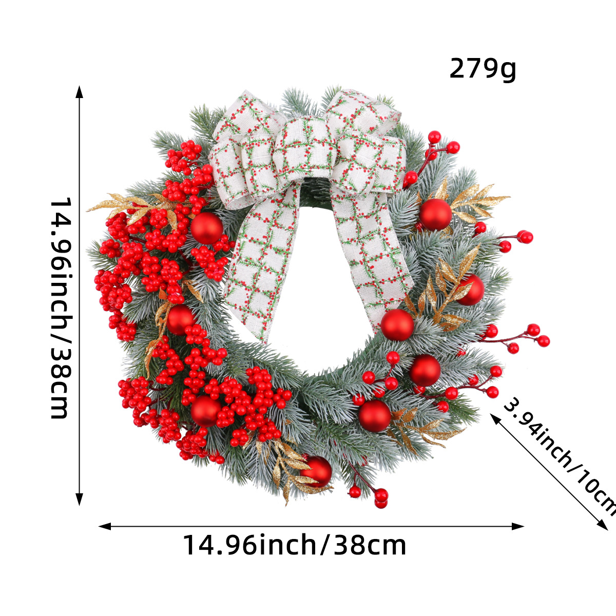 Navidad transfronteriza guirlandas de frutas rojas decorativas colgantes decorativos navideños bayas arco de vinas colgantes ventanas