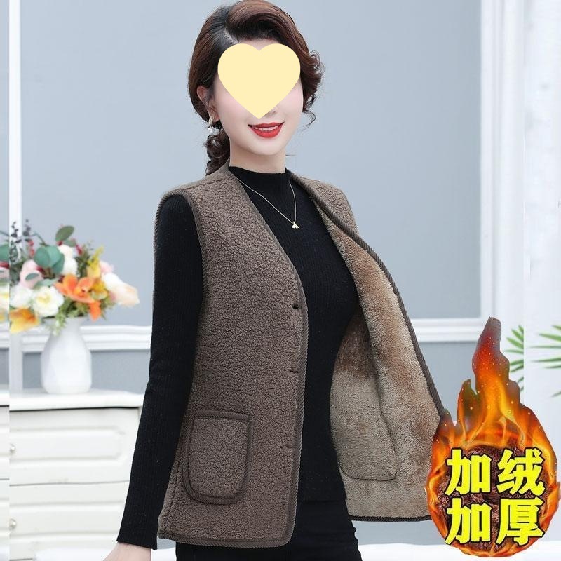 【加绒加厚】女士百搭皮毛一体高级感马甲坎肩保暖洋气中老年毛马|undefined