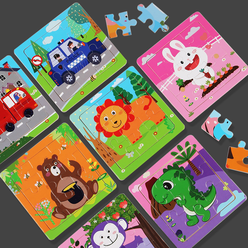 Puzzle infantil de madera mini 9 piezas puzzle puzzle puzzle animal de color pensamiento puzzle juguetes puzzle puzzle