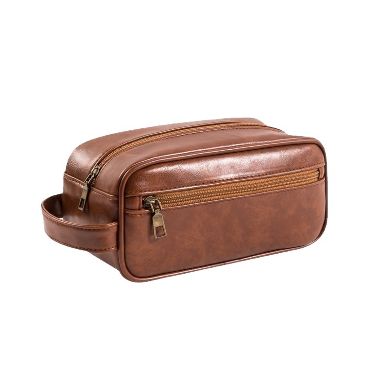 Bolsa de cosméticos de viaje transfronterizo Bolsa de lavado de pu para hombres impermeable Bolsa de lavado portátil de negocios Bolsa de almacenamiento de gran capacidad personalizada