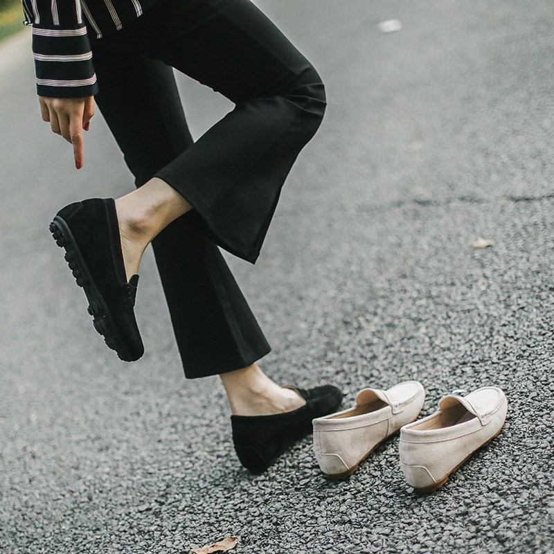 Hong Kong's Popular Red Bean Shoes for Women 2025 Spring & Fall New Versatile Genuine Leather Shoes Soft Sole Maternity Shoes