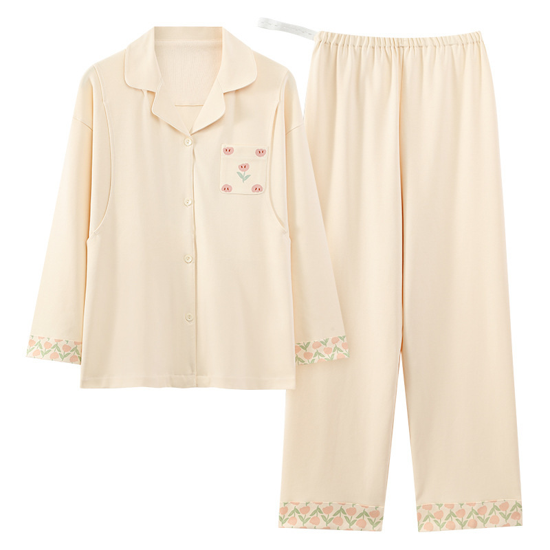 鹿时春秋季月子服纯棉全棉吸汗孕妇睡衣产后产妇哺乳十月份家居服|undefined
