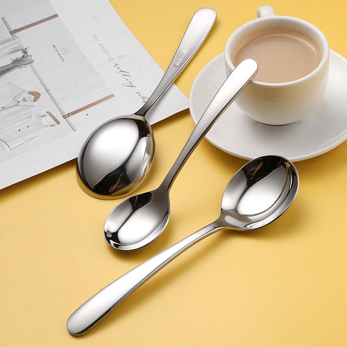 316 stainless steel round spoon, eating and drinking soup spoon, Korean spoon, Japanese spoon, extended and thickened dessert spoon