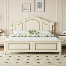 p!新款白色实木床现代简约奶油风双人主卧婚床小户型家用储物公主
