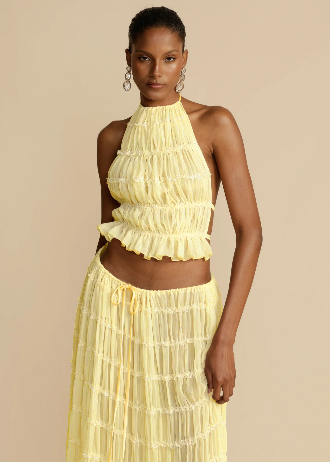 84g Weight Sleeveless Sleeve Length Polyester Fabric Type Skirt Co-ord Set Sets Type 2 Pieces Set Quantity Daily, Beach, Date Occasion Halter Neck Neckline Regular Fit Fit Type Solid Color Pattern Summer Season Women's Gender Sexy Style Daily Beach Date Women's Sexy Solid Color Polyester Skirt Co-ord Set Skirt Sets 14