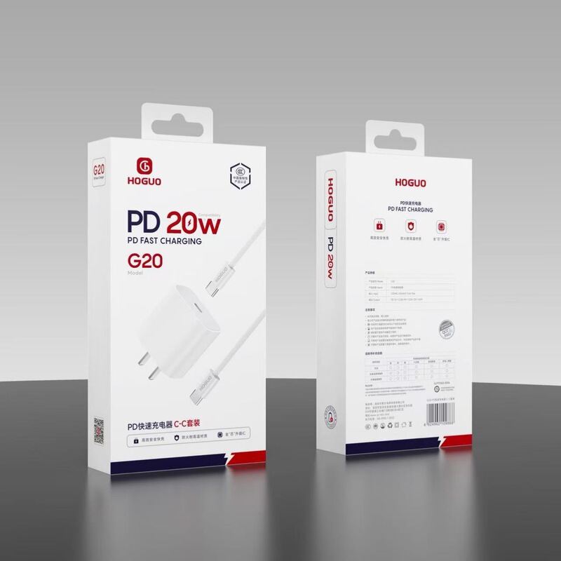 Hongguo 20W Flash Charging Pd Mobile Phone Charger Set Suitable for Apple 15 Tablet Pd Fast Charging Adapter