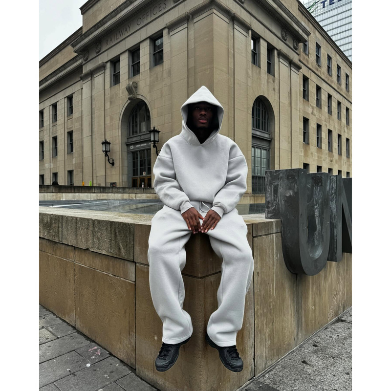 European and American cross-border trendy brand Saint Alexander American street style air-layer technology fluffy sweatshirt set for men European and American cross-border trendy brand Saint Alexander American street style air-layer technology fluffy sweatshirt set for men
