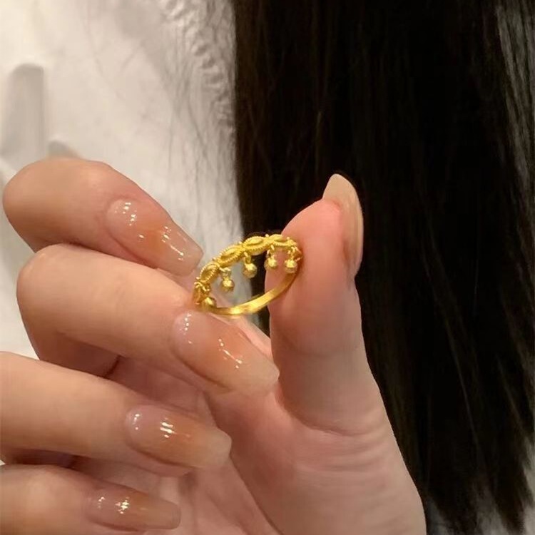Little Red Book Same Style Greek Goddess Ring for Women, Light Luxury, High-End Tassel Lace Ring for the Index Finger