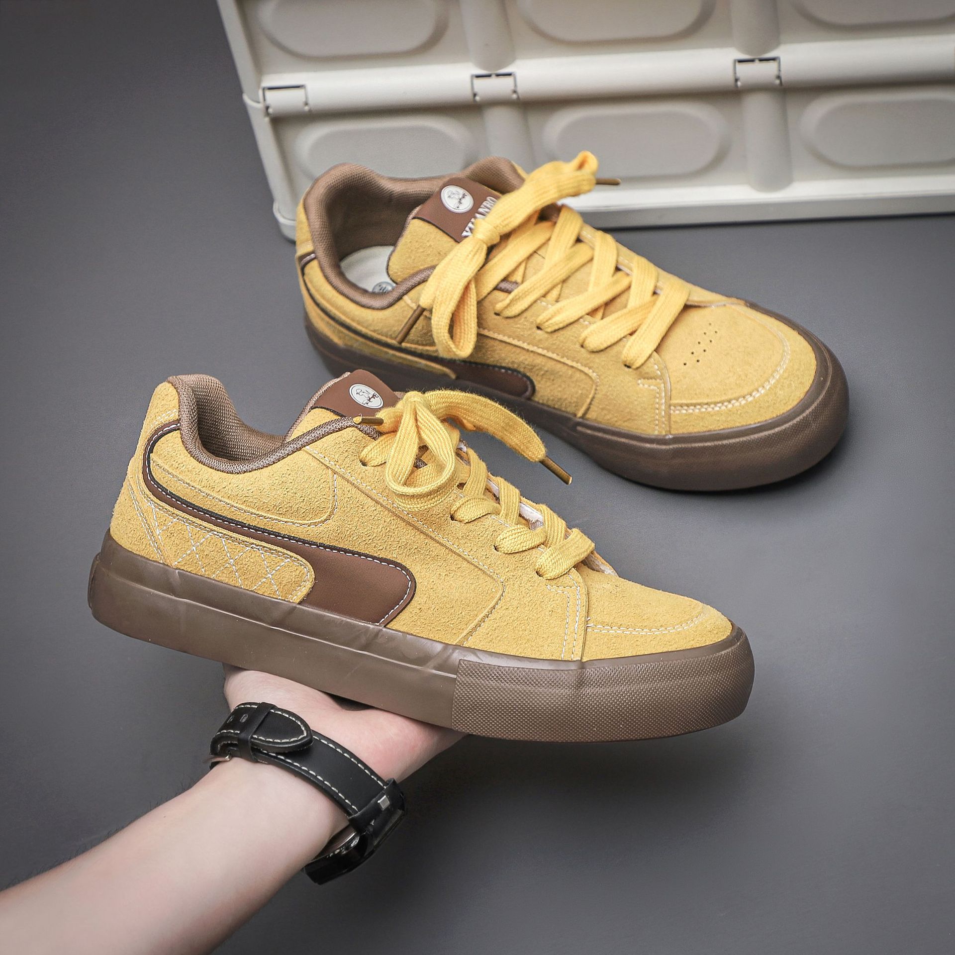 Yuanbo 2025 nuevos zapatos de skate casuales de pieles para hombres, 2025 primavera nuevos zapatos de moda para hombres image 5