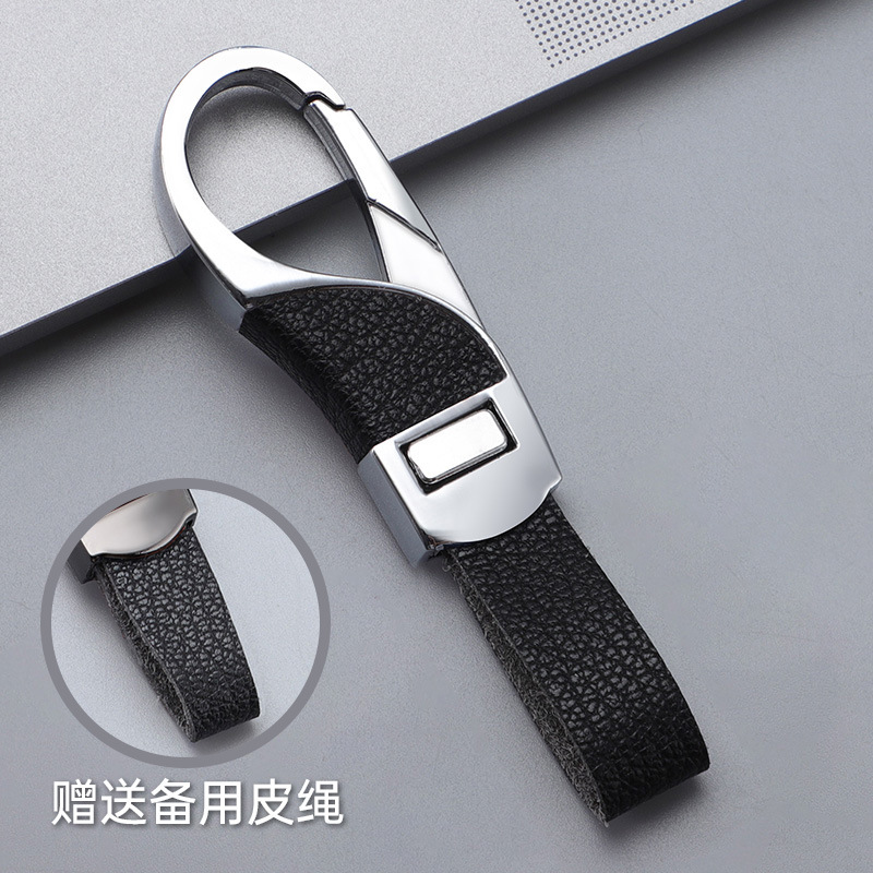 2024 llavero de coche transfronterizo explosivo, botón a presión de cuero de alta gama, colgante de llavero de negocios simple y personalizado