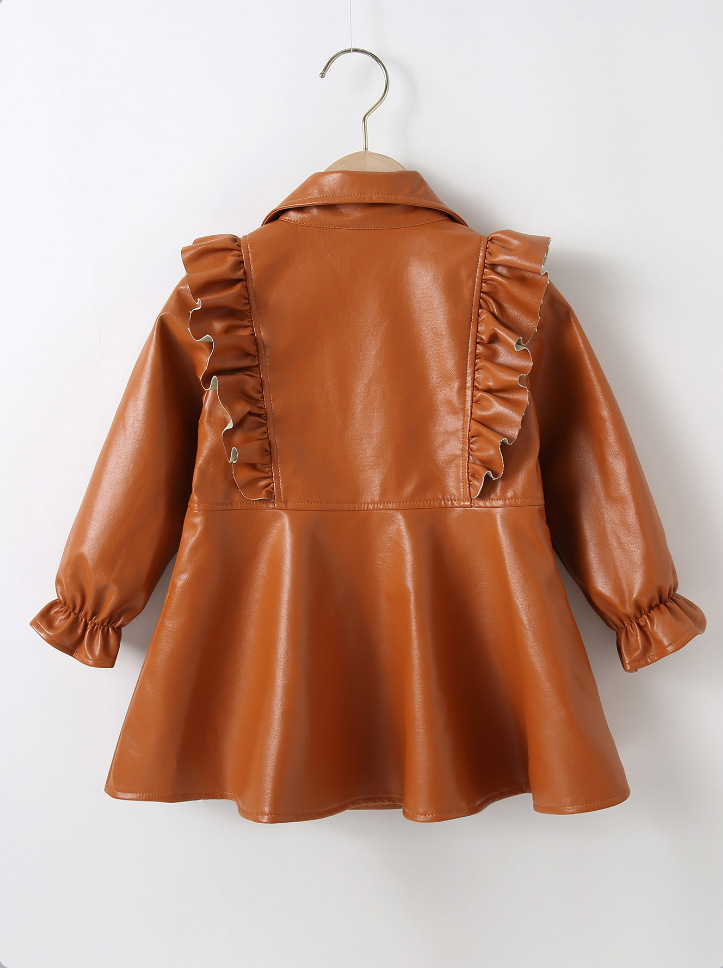 Mädchen Kunstleder Kleid Mit Rüschensaum Im Punk Stil Für Schule_voghion.com