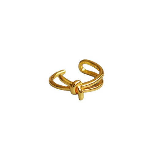 Elegant and Minimalist Celie Style Fashion Ring with Knot Openwork and Gold Plating, Made of Brass for a Trendy and Charming Look