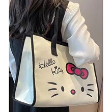 ins帆布包女kitty单肩包潮时尚大容量手提袋大学生托特包促销