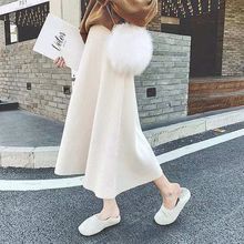 针织半身裙女中长款2025春秋冬季松紧高腰a字毛线大摆裙长裙优雅