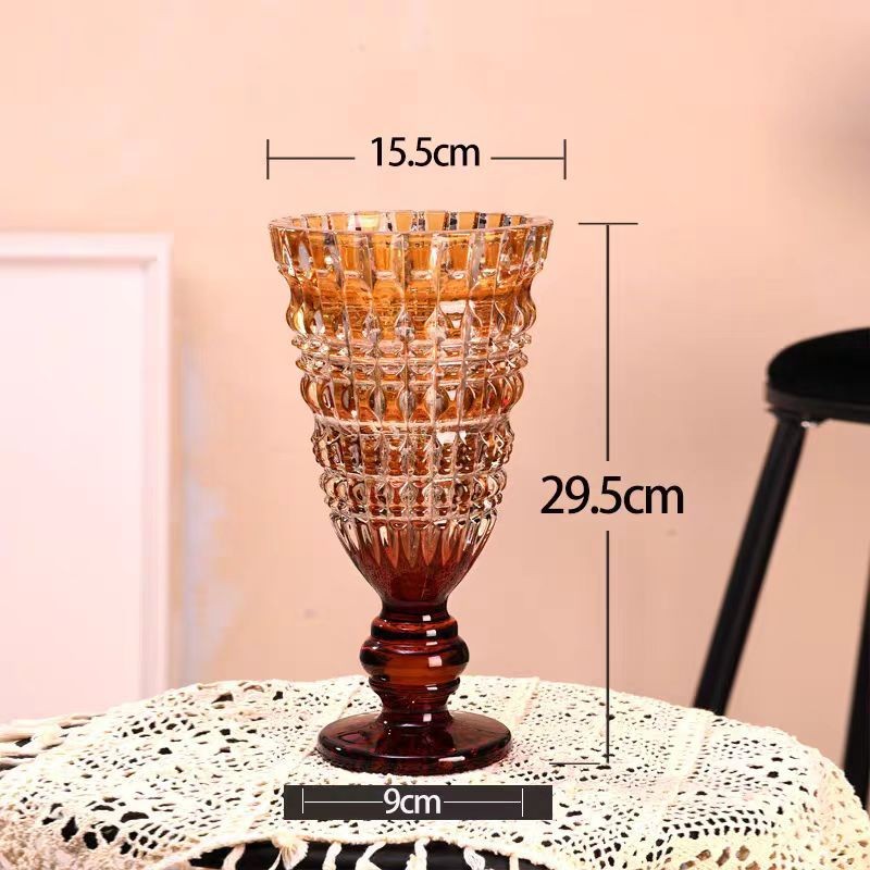 Vaso de vidrio creativo de alta calidad, modelo de lujo ligero, decoración suave de la sala de estar, decoración floral del porche