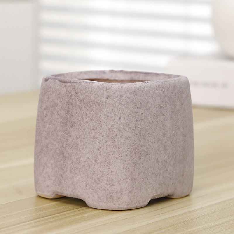 Cerámica de gres suculenta maceta de bambú transpirable simple planta verde planta olla decorativa pequeña maceta creativa al por mayor