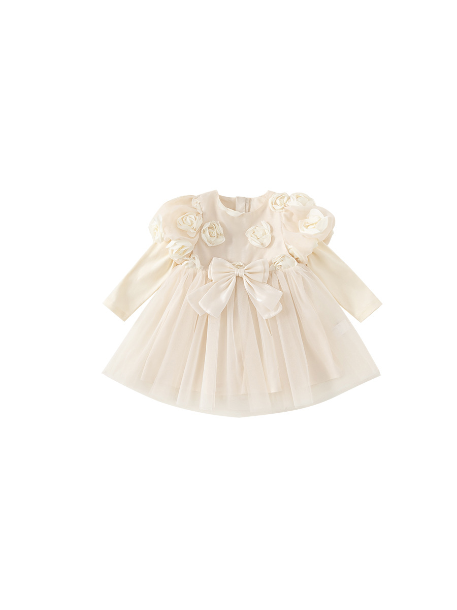 Yubao ropa infantil de niñas burbuja manga malla primavera nuevo dulce bebé vestido de cumpleaños vestido de princesa