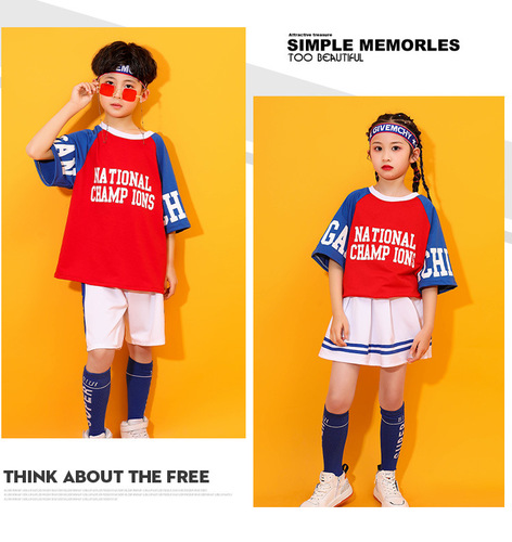 Children Boys girls hiphop street dance costumes rapper singers dancers outfits football rugby Cheerleaders performance uniforms street jazz dance suit for kids