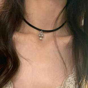 choker short Roman cross necklace female sweet cool hot girl dark personality style non-fading collar necklace female