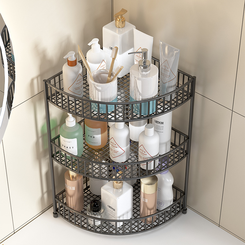 Estante de Esquina para Encimera de Baño de Hierro, Multicapa, para Cosméticos y Artículos de Tocador image 1