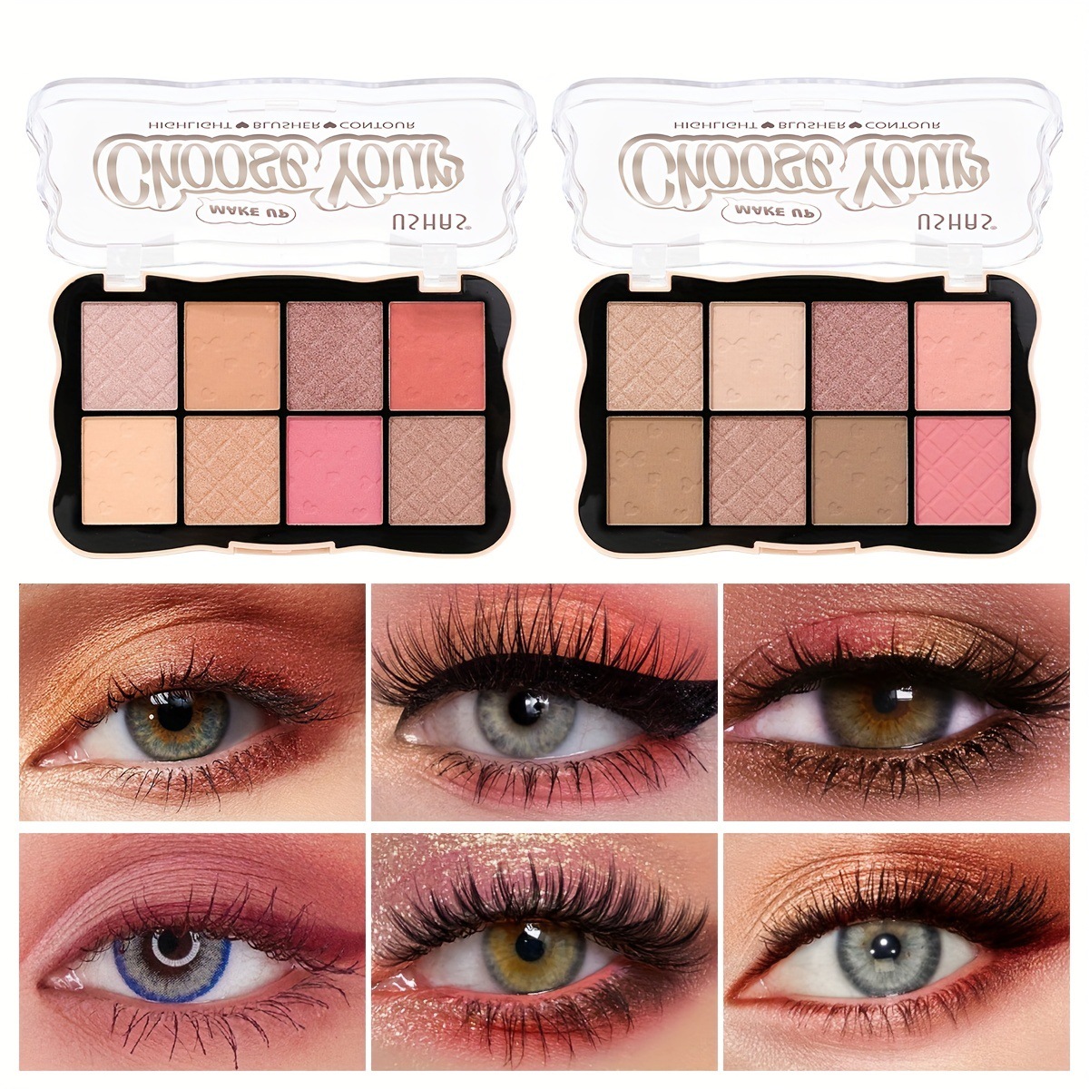 USHAS Europa y los Estados Unidos en stock transfronterizo de ocho colores, polvo fino y brillante, perla brillante, sombra de ojos UF005B