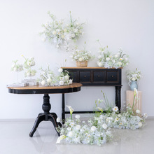 白色婚礼仿真花假花花艺套装酒店桌花落地装饰组合摄影道具