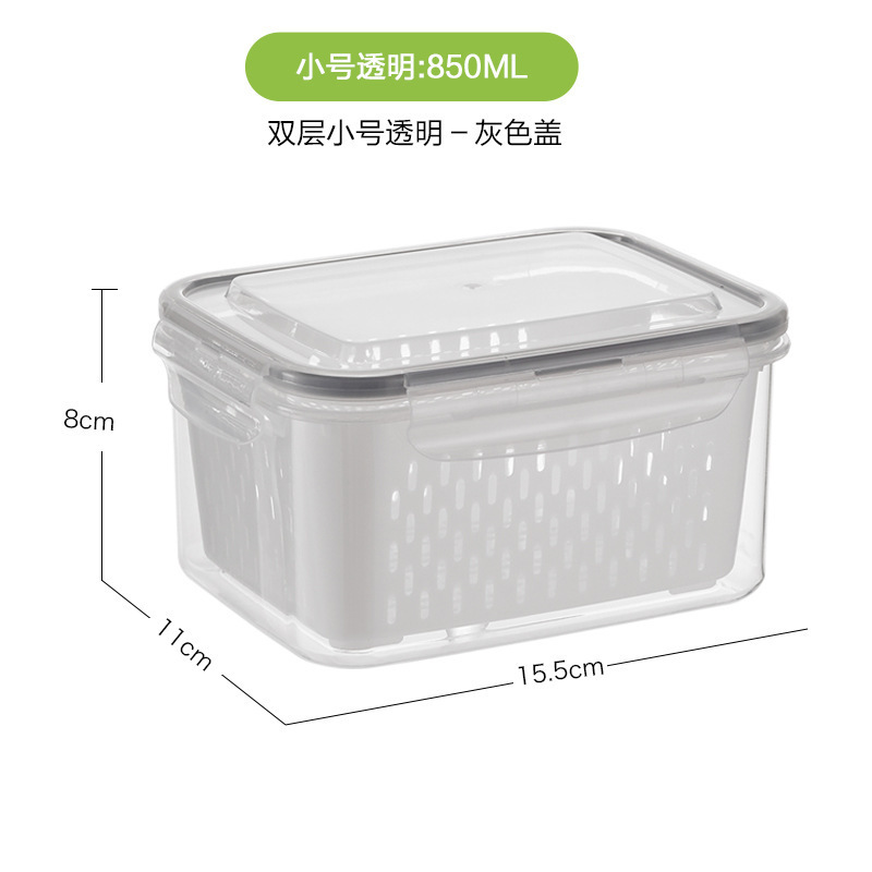 Caja de almacenamiento de refrigerador casera de gran capacidad caja de sellado de plástico transparente de refrigeración de cocina caja de almacenamiento de frutas y verduras frescas
