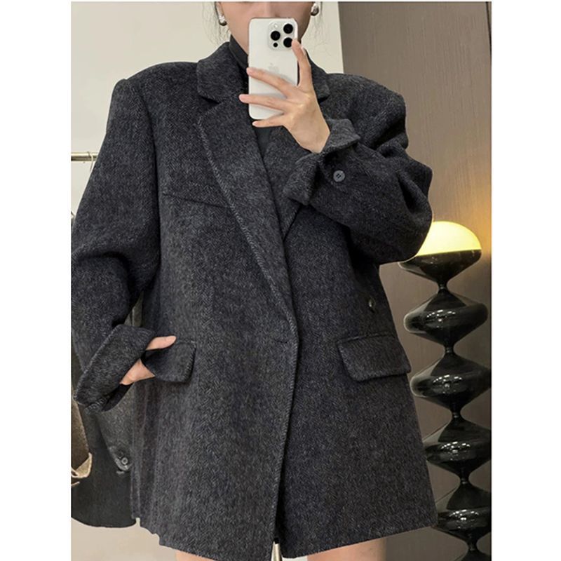 Woolen Coat for Women 2025 Spring and Autumn New Style Woolen Jacket Petite Korean Fashion Short Suit with a Sense of Elegance