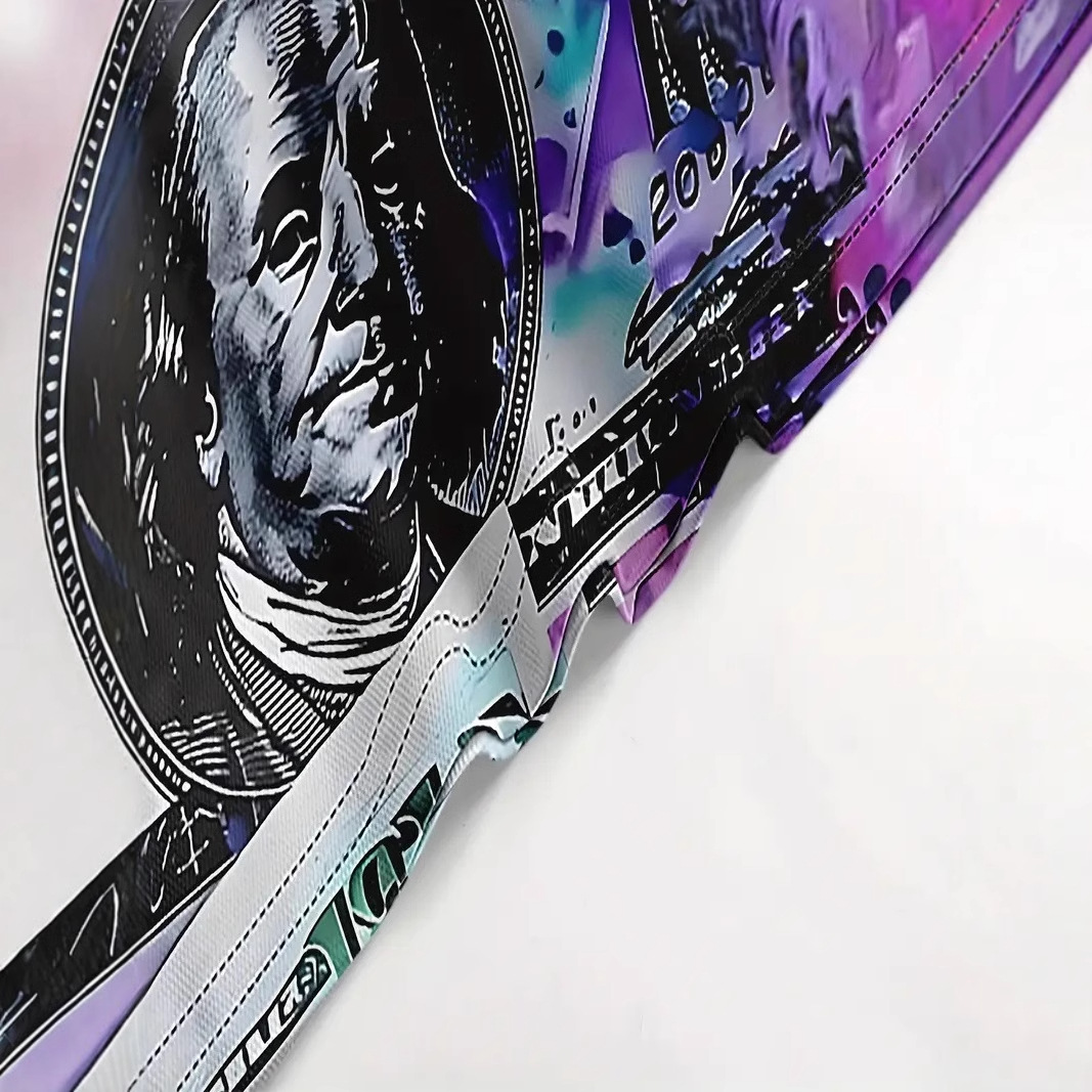 Billetes de colores abstractos estampados en 3D para hombre, malla suelta de verano, manga corta transpirable, cuello redondo, camiseta en stock