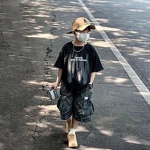 童装男童夏装2025新款大童儿童夏季痞帅气男孩休闲宽松T恤潮T