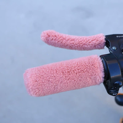 Motorcycle Handle Cover – Hui - one-size-fits-all-thickened-granular-velvet-pink-2-handlebar-covers-2-handbrake-covers